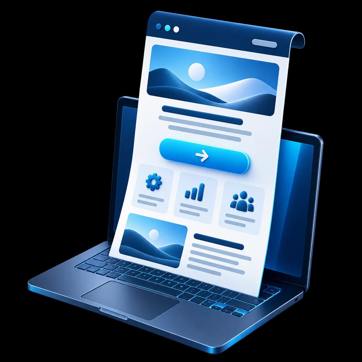 Illustration of landing pages & one-page websites